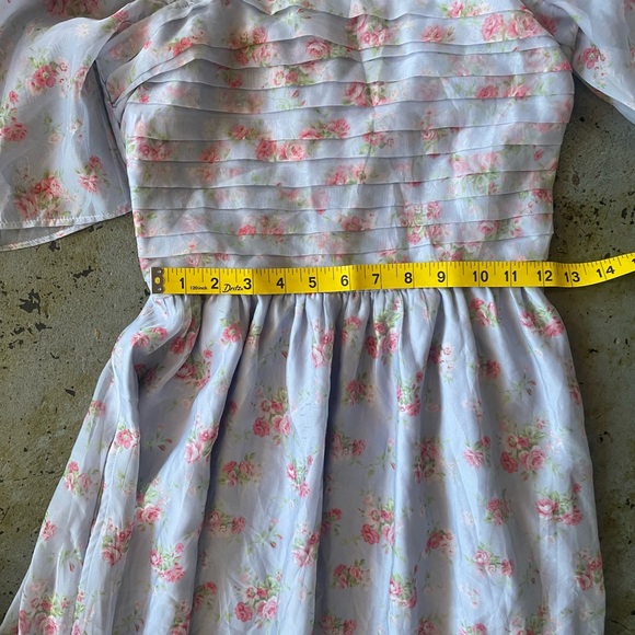 Abercrombie & Fitch Emerson Angel Sleeve Blue and Pink Midi Dress Size XS - Picture 5 of 10